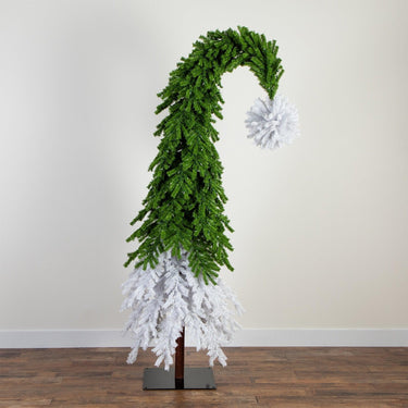 Prelit Bendable Tree 7ft. Holiday Green & White Santa’s Hat Christmas Tree with 500 LED lights and 1275 Bendable Branches Whoville - The Fox Decor